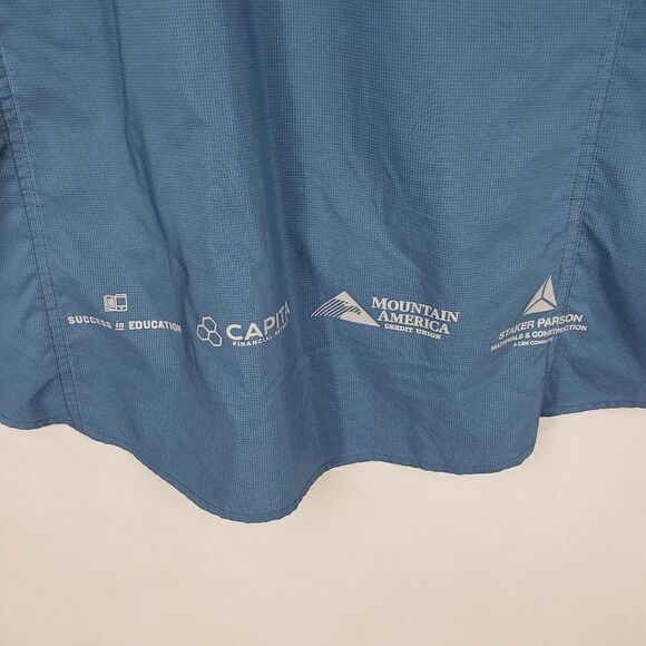 KUHL Men's L Blue Mountain Grown Short Sleeve Snap Up Shirt  Fishing Logo - Picture 8 of 9